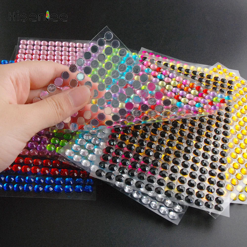 260-Piece Peel & Stick 6mm Crystal Rhinestones – 12 Colors