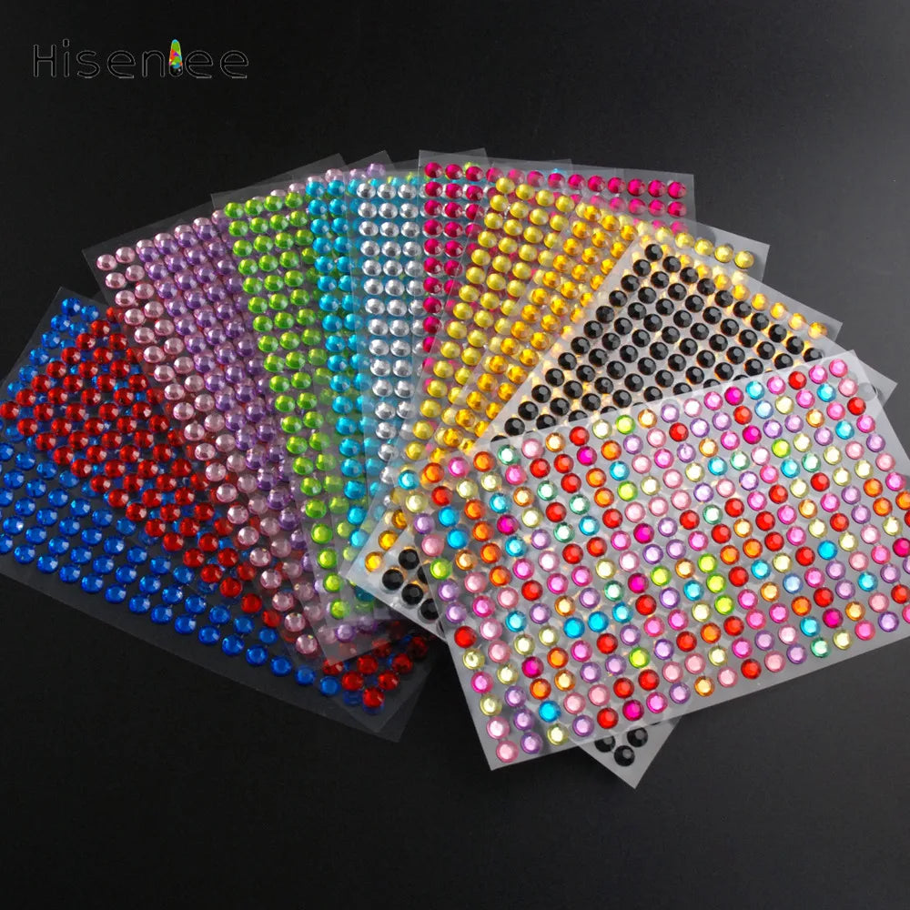260-Piece Peel & Stick 6mm Crystal Rhinestones – 12 Colors