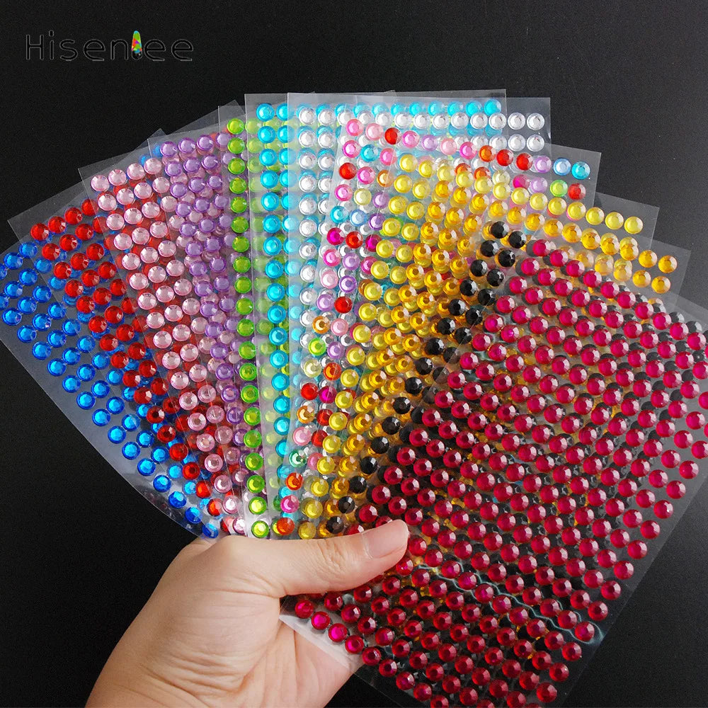260-Piece Peel & Stick 6mm Crystal Rhinestones – 12 Colors