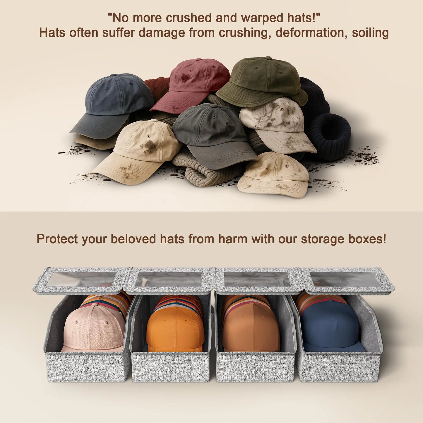 Stackable Baseball Cap Organizer – Holds 12 Hats Per Pack