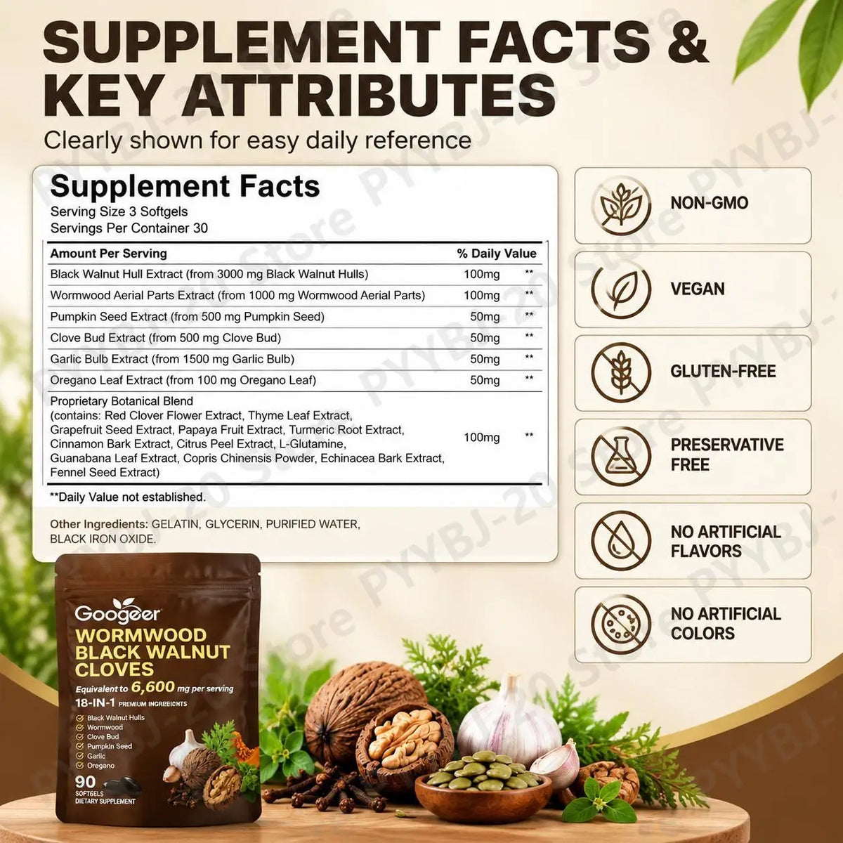 Wormwood Black Walnut Cloves Softgels