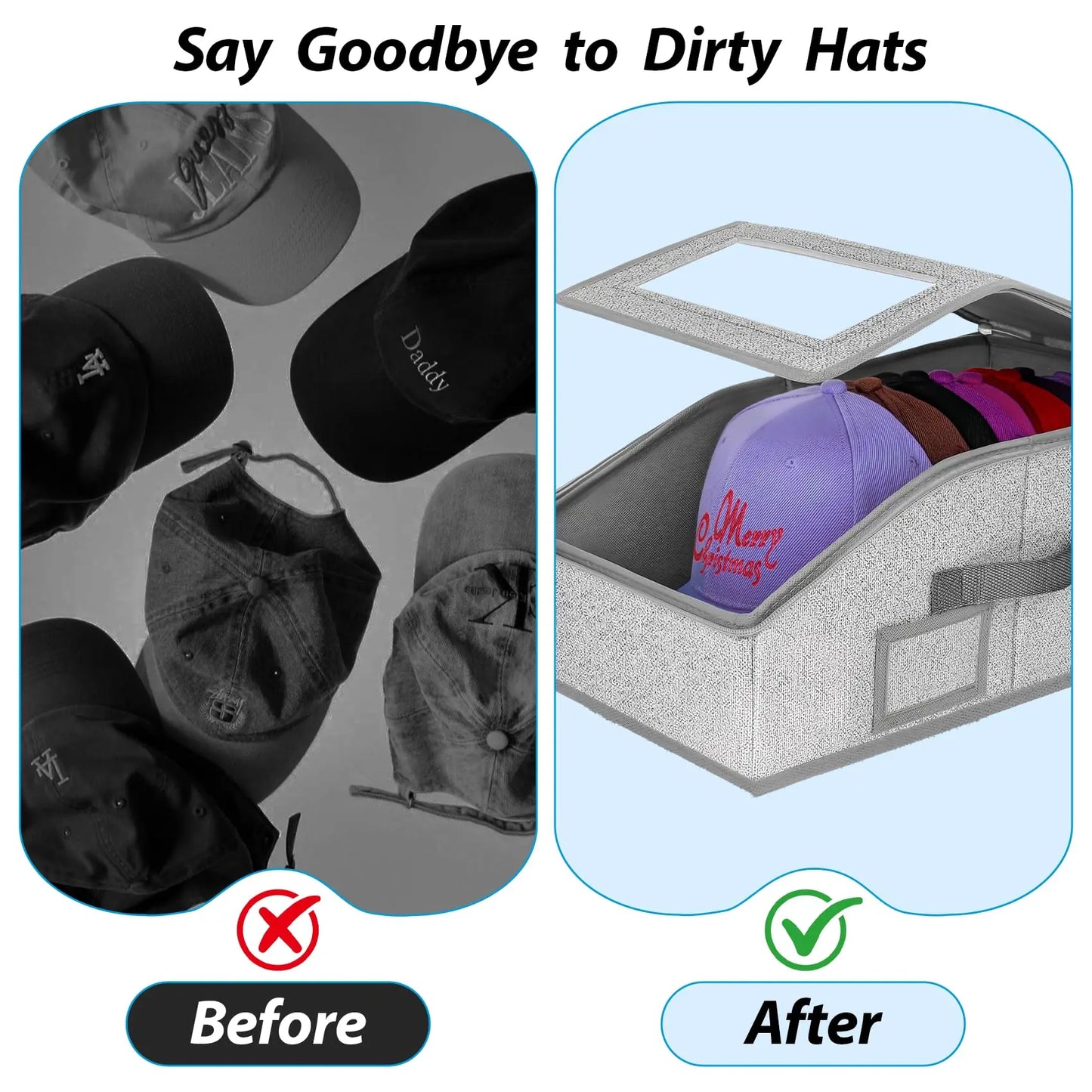 Stackable Baseball Cap Organizer – Holds 12 Hats Per Pack