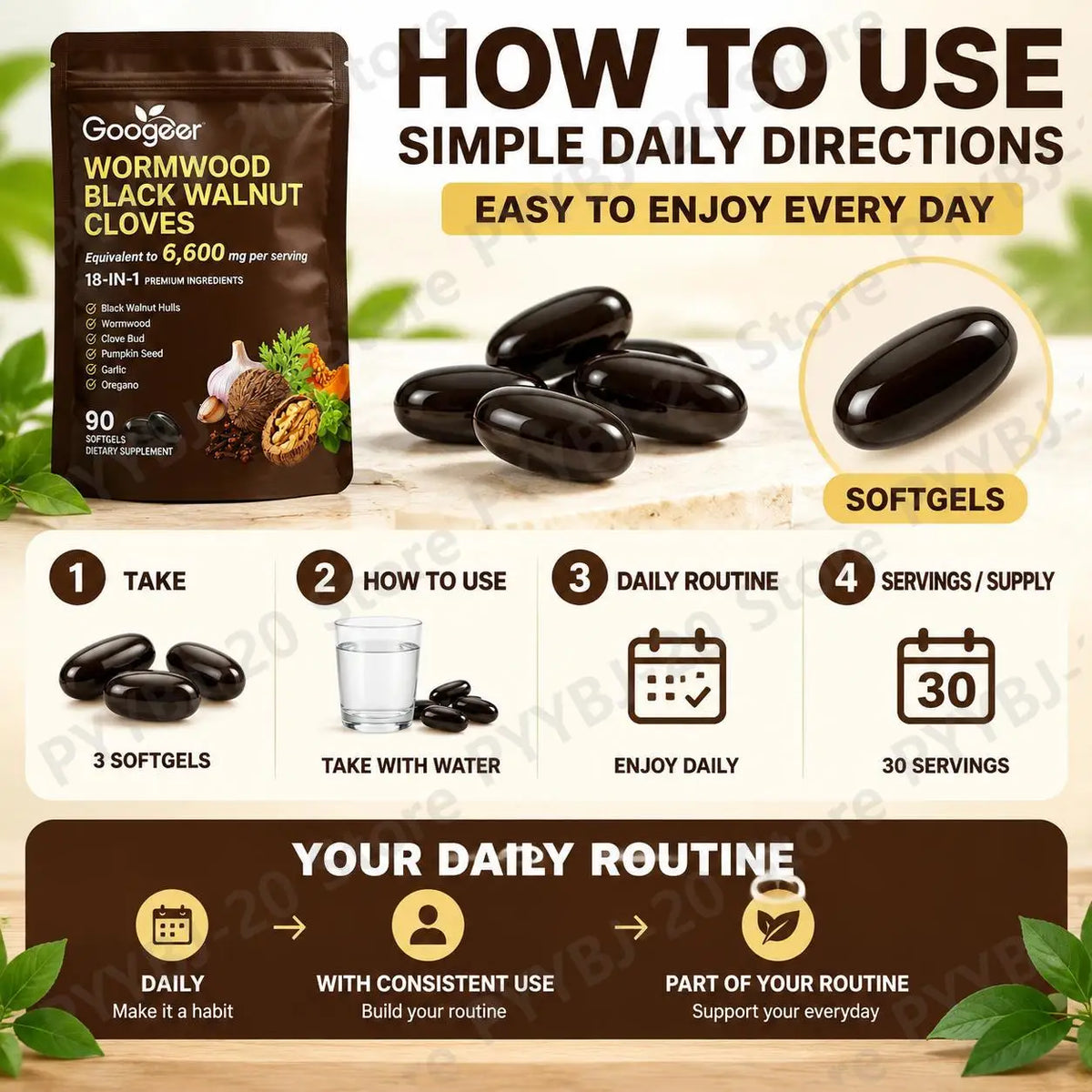 Wormwood Black Walnut Cloves Softgels