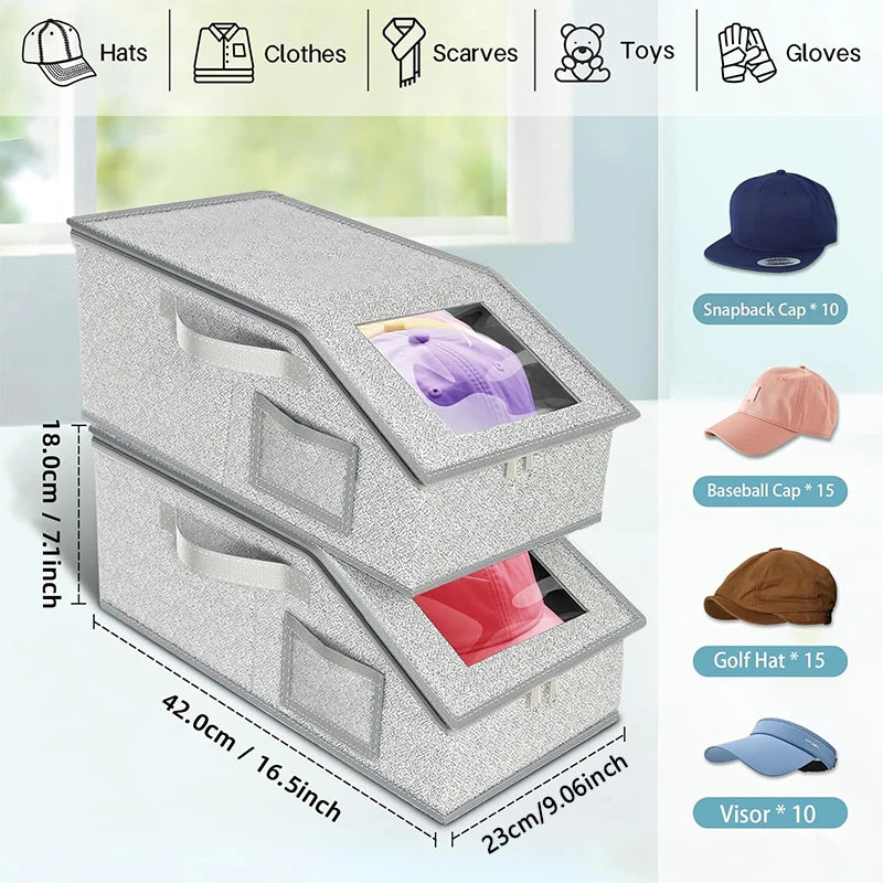 Stackable Baseball Cap Organizer – Holds 12 Hats Per Pack