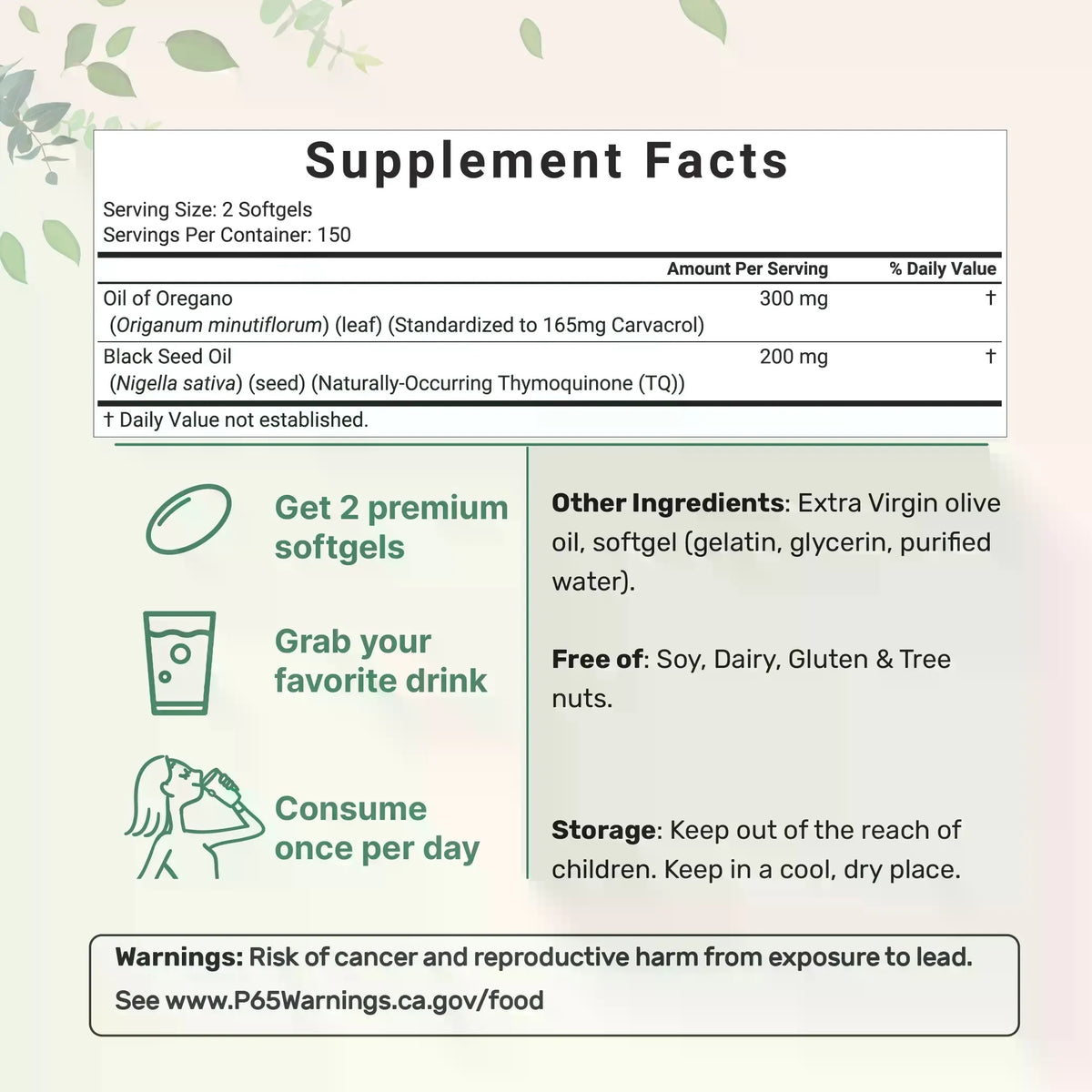 Oregano Oil with Black Seed Oil Softgels