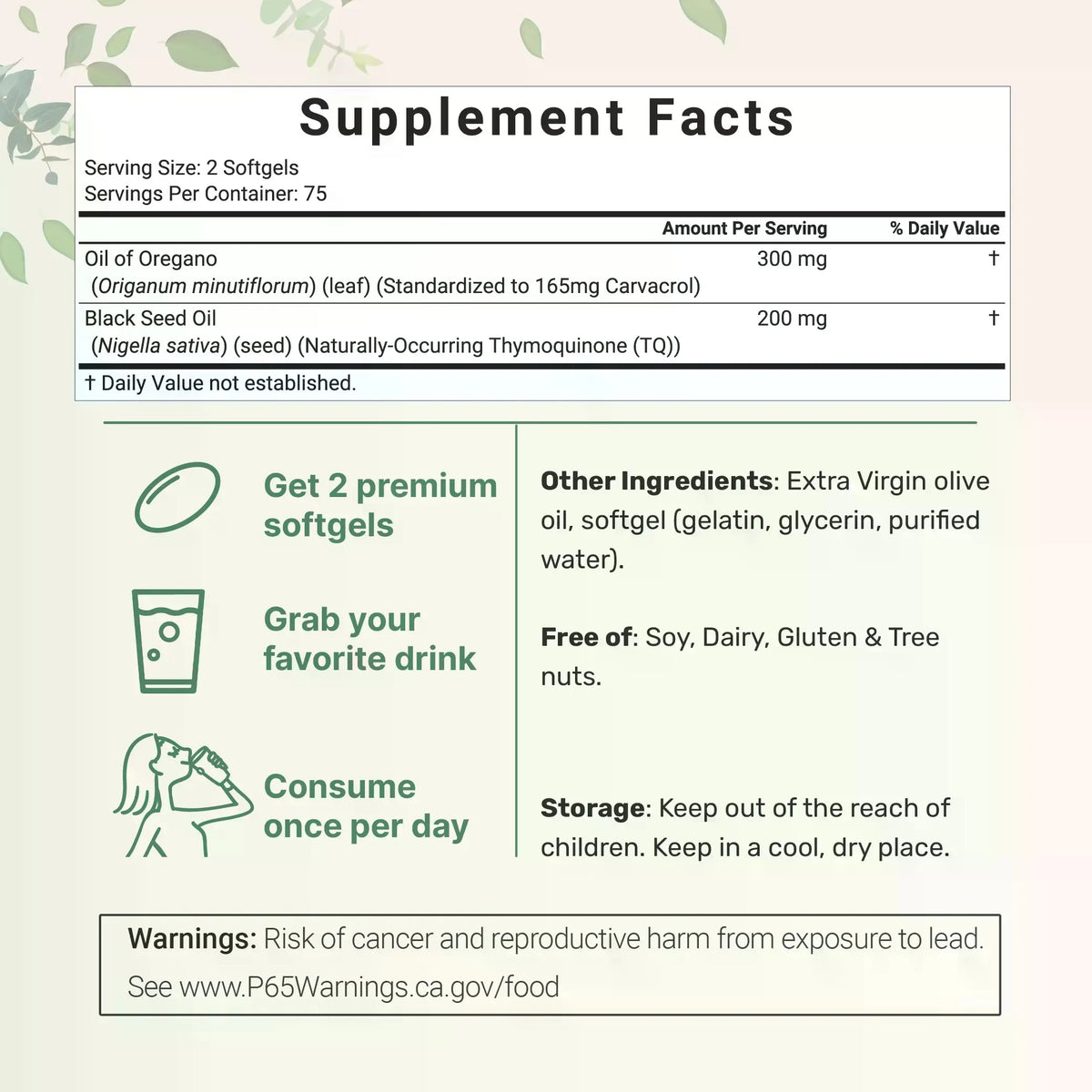 Oregano Oil with Black Seed Oil Softgels