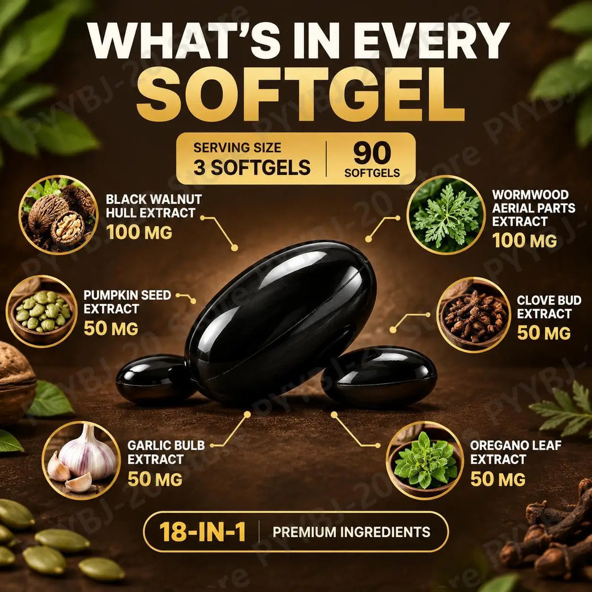 Wormwood Black Walnut Cloves Softgels